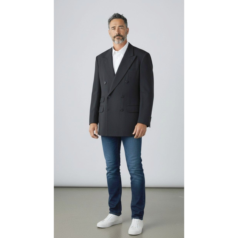 C0 Auth ALFRED DUNHILL 100% Cashmere Double Breasted Blazer Size IT 48